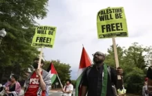 تجمع حامیان فلسطین در پایتخت آمریکا+ تصاویر