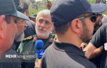 سردار قاآنی در مراسم تشییع پیکر شهدای اقتدار حاضر شد