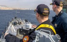 ناو موشک‌انداز آمریکا ساحل فلسطین اشغالی را ترک کرد